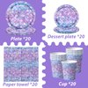 Mermaid Party Tableware Supplies,80Pcs Gray Purple Little Mermaid Birthday Decorations Set Mermaid Party Plates and Napkins Disposable Mermaid Dinnerware for Under The Sea Ocean Theme Party Serve 20