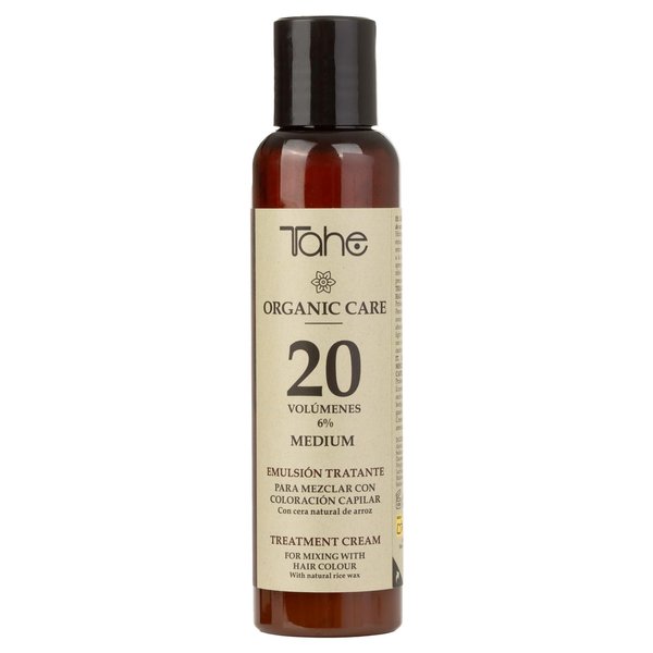 Tahe Organic Care Oxygenated Emulsion for Hair Coloring Mix, For Difficult Gray Coverage. ECO-certified and Animal Friendly ingredients. (20 Vol 100ml)