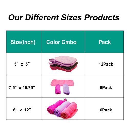 Makeup Remover Cloths,12 PCS Super Soft and Gentle Face Cleansing Cloth,Washable and Reusable,Makeup Removal Cleansing Towels for Women (5X5 IN)