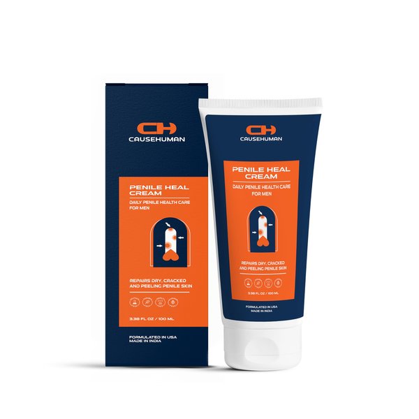 CAUSEHUMAN Penile heal cream for phimosis, redness, dryness, and scarring of skin | Prevents Irritation | Phimosis Cream | Restores and Moisturizes skin | 100 ml (3.38 fl oz) | 60 days supply