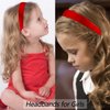 Atoden Satin Red Headbands for Women Girls 1.18 Inch Wide Thin Hard Headbands Non Slip Ribbon Hair Bands Plain Headbands for Crafts DIY Costume Holiday Christmas Gifts Hair Accessories