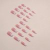24Pcs Acrylic Press on Nails Medium Square Fake Nails Pink Ombre Glue on Nails False Nails with Gloss Glittering Powder Designs Nails Press on Artificial Nails Stick on Nails for Women Girls