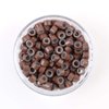 200Pcs Beads Silicone Aluminium Micro Nano Rings 5.0x3.0x3.0 mm Lined For I Tip/Nano Hair Extensions Tool Beads (Brown Color)