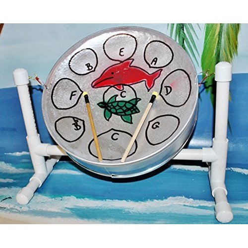 Steel Drum Source Calypso Steel Drum Package from with Sticks, Stand, Song Booklet, and Free Instructional DVD - Silver