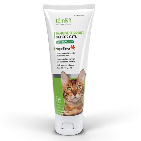 Tomlyn Immune Support Daily L-Lysine Supplement, Maple-Flavored Lysine Gel for Cats and Kittens, 3.5oz