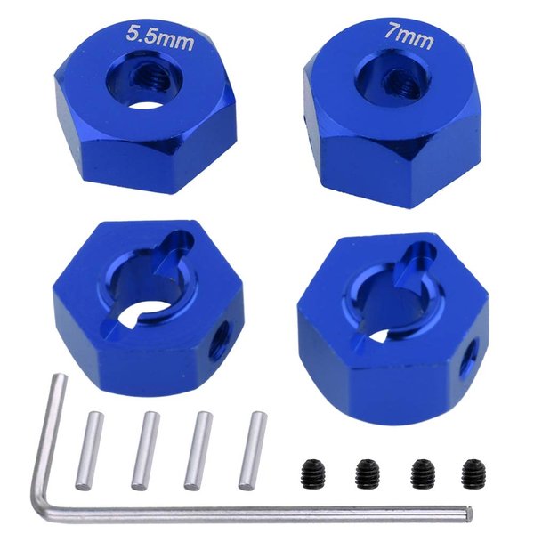 Hobbypark Aluminum 12mm Hex Wheel Hubs for Traxxas 1/10 2WD Slash, Rustler, Stampede,Hop-ups Replacement of Part 1654 3654 (4pcs) (Navy Blue)