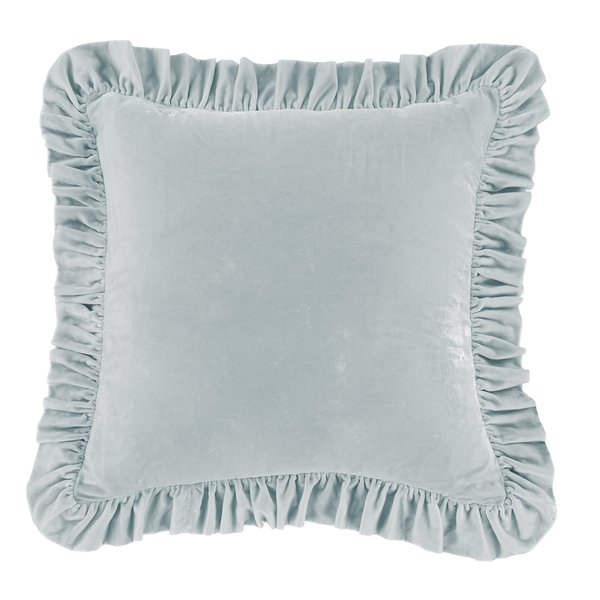 HiEnd Accents Stella Faux Silk Velvet Euro Sham Pillow Cover, 27x27 inch, Light Blue, Romantic Western Modern Traditional Style Luxury Bedding