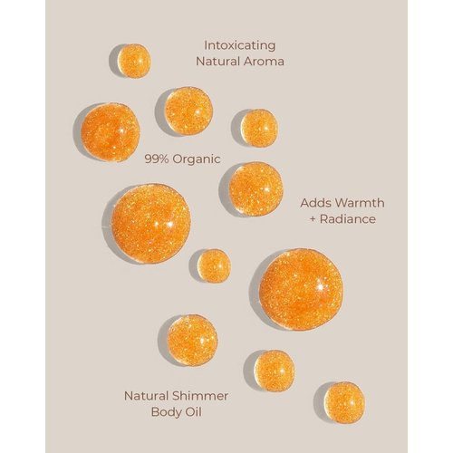 GOLDEN HOUR BOTANICALS Organic Skincare Products Made in USA, Vegan, Cruelty Free, Moisturizing + Hydrating Shimmer Gold Glitter Body Oil, 4fl oz/118ml, Ethereal Glow