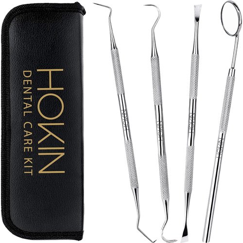 Dental Tools HOKIN Plaque Remover Teeth Cleaning Tool 4 Pcs Dental Care Kit Tooth Filling Repair Set Stainless Steel Dental Tools for Men Women Kids and Pet Care