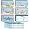 Trandraft 300 Sheets Fake Checkbook Learning with Pretend Deposit Slip and Check Register Pretend Play, School Supplies, Ocean Themed