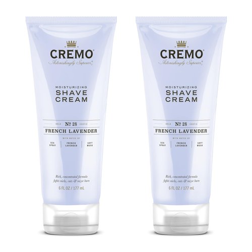 Cremo French Lavender Moisturizing Shave Cream, Astonishingly Superior Shaving Cream For Women, Fights Nicks, Cuts and Razor Burn, 6 Fl Oz (2 Pack)