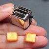 Dollhouse Miniature Silver Toaster with 2 Pieces of Toast, Dollhouse Kitchen Utensil Machine 1/12 Scale Bread Machine, for Dollhouse Kitchen Accessories