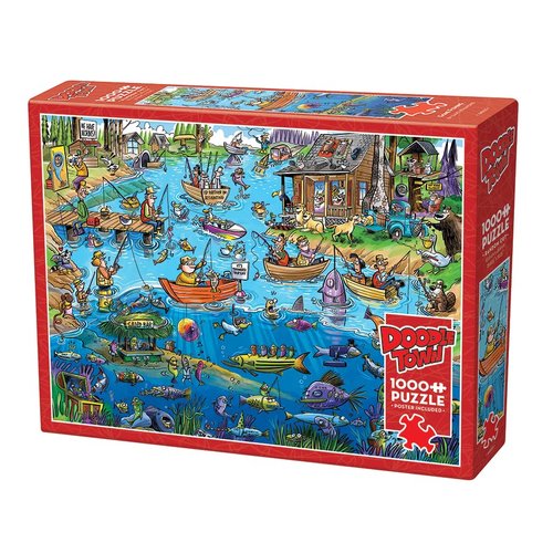 Cobble Hill 1000 Piece Puzzle - DoodleTown: Gone Fishing - Sample Poster Included