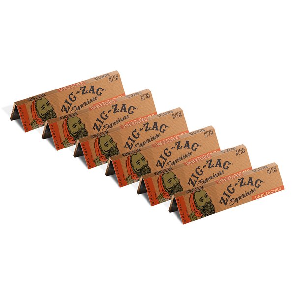 Zig Zag Rolling Papers - Unbleached Rolling Paper Made from Natural Fibers for a Clean Smooth Burn and Consistent Seal - King Slim Size Papers - 24 Booklets (50 Sheets per Booklet)