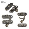 uxcell Antique Vintage Lock Clasp Right Latch Hook Hasp 42mm x 37mm Swing Arm Latch Plated Bronze, 5 pcs w Screws