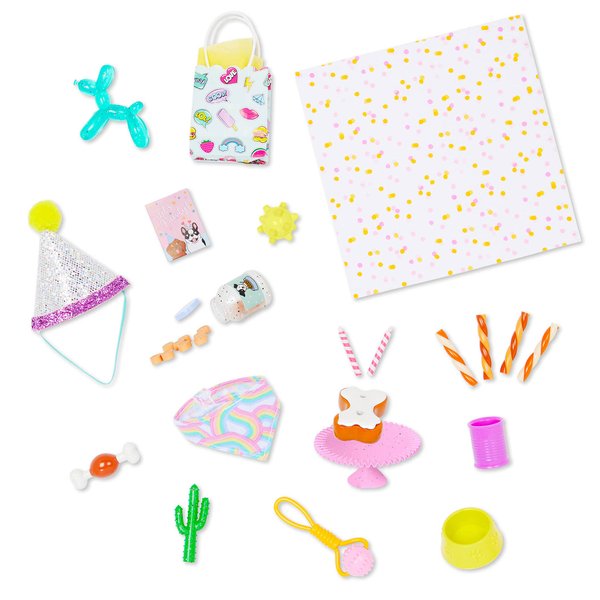 Glitter Girls – Pet Birthday Party Decorations Set – Birthday Hat, Cake & Candles, Pet Play Accessories – 14-inch Dolls-plush-stuffed Animals – Toys for Kids Ages 3 and Up (38pcs)"