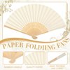 Yinkin 4 Pack Folding Fans Bamboo Handheld Folded Craft Japanese Chinese Line Dancing Fans for Weddings Bridal DIY Decoration Women Kids Gift Party Favors(Cream)
