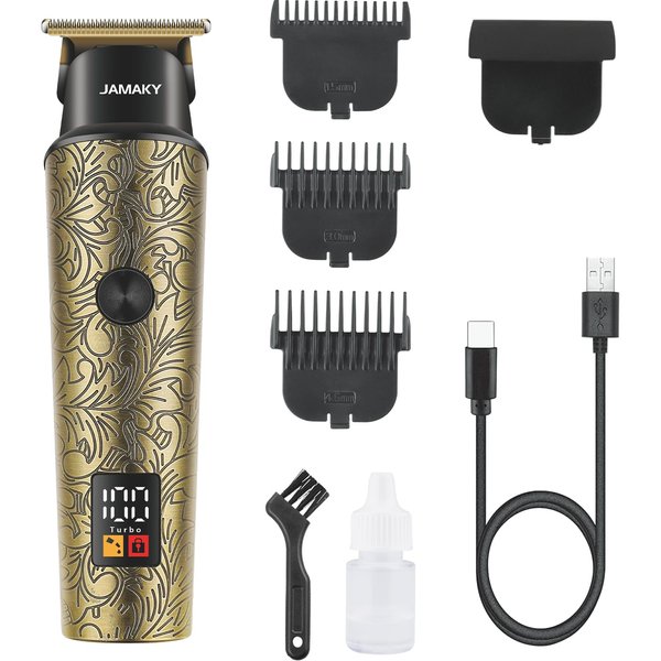 JAMAKY Mens Beard Trimmer Hair Trimmers for Cutting Hair Mustache T Edger Clipper Cordless with LED Display & 1-3mm Trimmer Guards