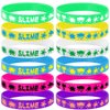 24PCS Rainbow Slime Themed Rubber Bracelets Silicone Wristbands -Art Paint Party Supplies Birthday Baby Shower Party Favors