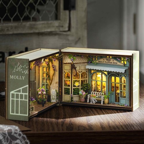 Spilay DIY Miniature Dollhouse Kit with Wooden Furniture, and LED DIY Dollhouse Kit, Handmade Crafts, Birthday, Christmas and Valentine's Day Gifts-Molly GAEDEN