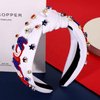 mokkia 4th of July Headband for Women American Flag Star Knotted Headbands Red White and Blue Rhinestone Crystal Top Knot Headbands Patriotic 4th of July Accessories Party Favors (American White)