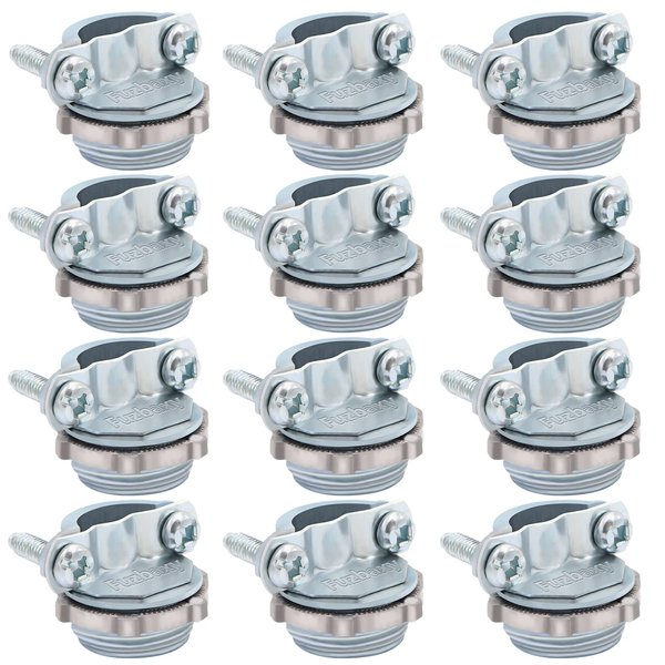 Fuzbaxy 12pcs 1/2Inch Clamp Type Cable Connectors for Metallic Conduit Protect Cables Silver-Zinc