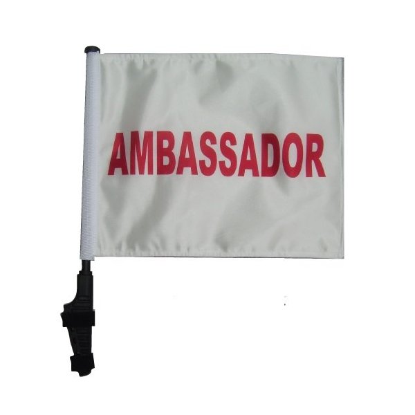 AMBASSADOR Golf Cart Flag with SSP Flags EZ On & Off Bracket