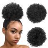 KGBFASS Afro Puff Drawstring Ponytail Drawstring High Puff Ponytail Short Kinky Curly Bun Hairpiece Fluffy Updo Hair Extensions for Black Women(1B#)