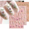 3D Embossed Flower Leaves Nail Art Stickers Decals 4 Sheets 5D Self-Adhesive Pegatinas Uñas Summer Nail Supplies Nail Art Design Decoration Accessories