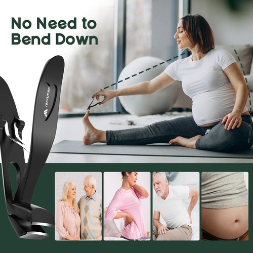 VANWIN Angled Head Nail Clippers for Seniors, Ergonomic Toenail Clippers for Thick Nails with Wide Jaw Opening, Premium Steel Nail Cutter Nail Clippers with Catcher for Men and Women Black