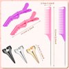 27 Pieces Hair Braiding Hair Parting and Selecting Hair Sectioning Ring for Braiding Curling Installation of Human Hair Extensions Pintail Rat Tail Comb Wide Teeth Sectioning Hair Clip (Purple, Pink)