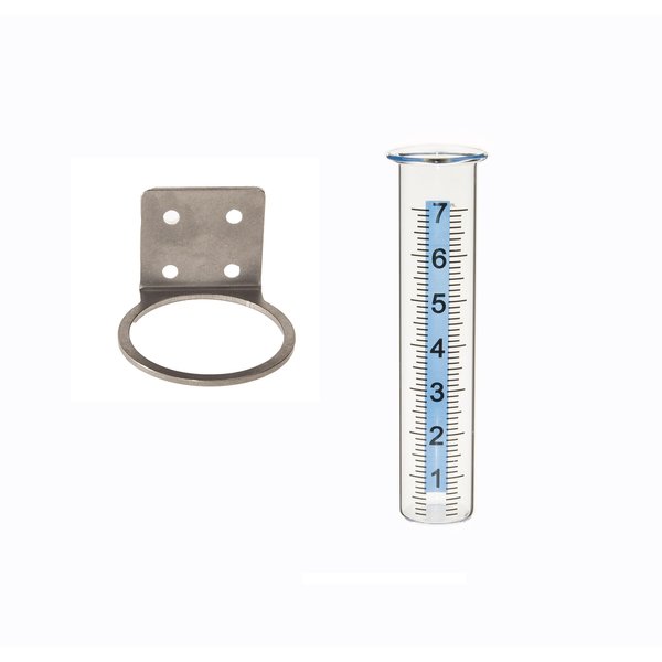 Mateda 7" Capacity Rain Gauge with Stainless Steel Mounting Rack Holder, Post Mount Rain Gauge for Yard Garden Outdoor Home (Style B)