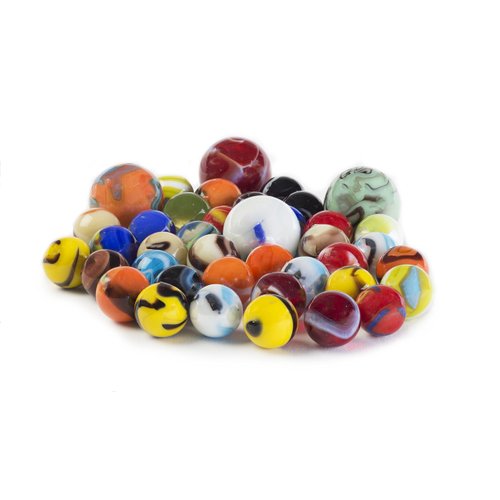 Ader Products My Toy House Glass Marbles Bulk, Set of 40, (36 Players and 4 Shooters) Assorted Colors, with Game Marbles Rules