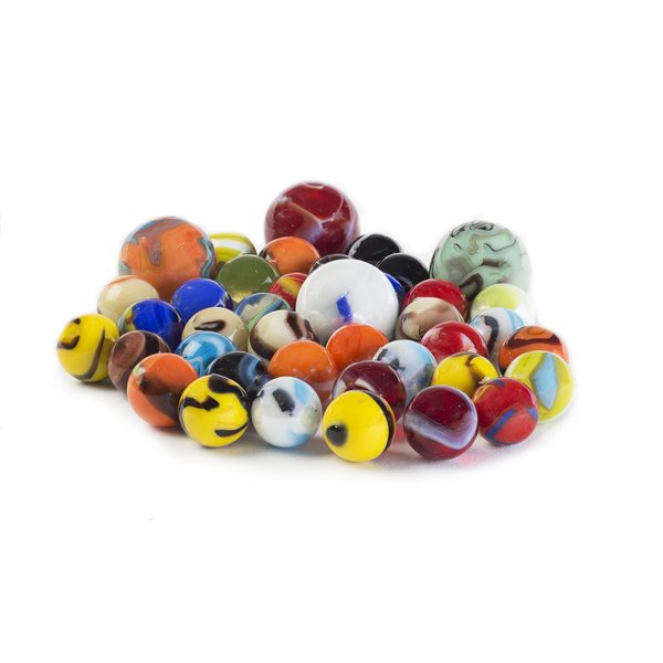 Ader Products My Toy House Glass Marbles Bulk, Set of 40, (36 Players and 4 Shooters) Assorted Colors, with Game Marbles Rules