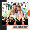 Remagr 22 Pcs Race Car Birthday Party Supplies Racetrack Floor Running Mat Checkered Racing Pennant Banner Black and White Flags on Sticks, Mini Orange Sports Safety Cones for Racing Party