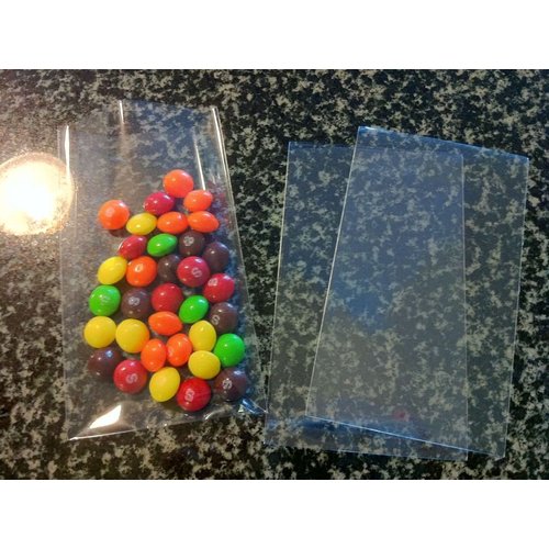 100 Pcs 5x7 (O) Clear Flat Cello/Cellophane Treat Bags Good for Bakery, Cookies, Candies