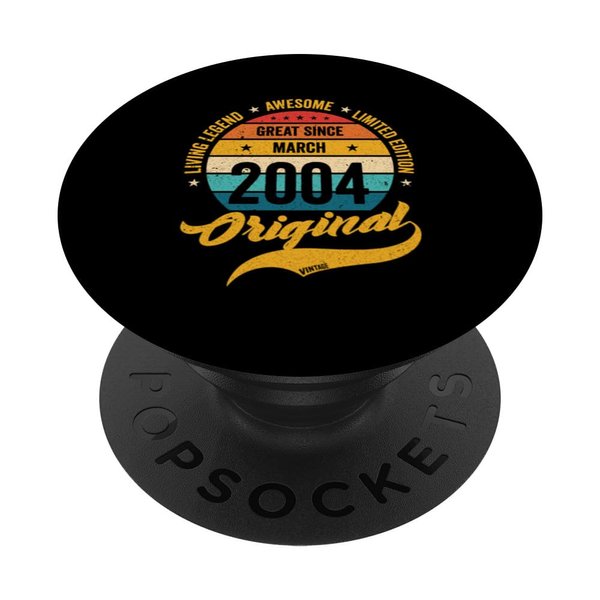 20th Birthday Retro March 2004 Vintage Bday Classic PopSockets Standard PopGrip
