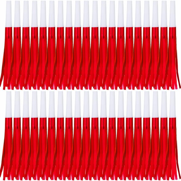 LCPQMZGH 30 Pcs Gold Noise Makers, Metallic Fringed Noise Makers for New Year Party Favor Supplies, Red