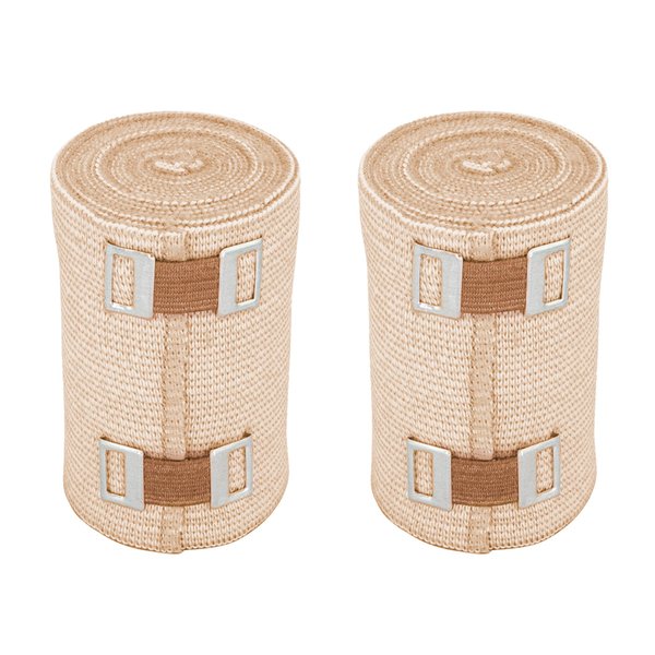 Premium Elastic Bandage Wrap (3" Wide, Single Pack) - Made of USA Grown Organic Soft Woven Cotton - Metal Clip Fasteners - GT Latex Free Hypoallergenic Compression Roll for Sprains & Injuries