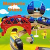 DSHMIXIA Battery Operated Train for Wooden Train Track Set Toys for 3 4 5 Year Old Boys Kids Action Locomotive Train Magnetic Connection (Without Battery) (Blue)