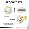 Hayoso 18K Gold Plated Halo Stud Earrings 925 Sterling Silver Cubic Zirconia, Round Square Diamonique Stud Earrings Set for Women Men - Gold