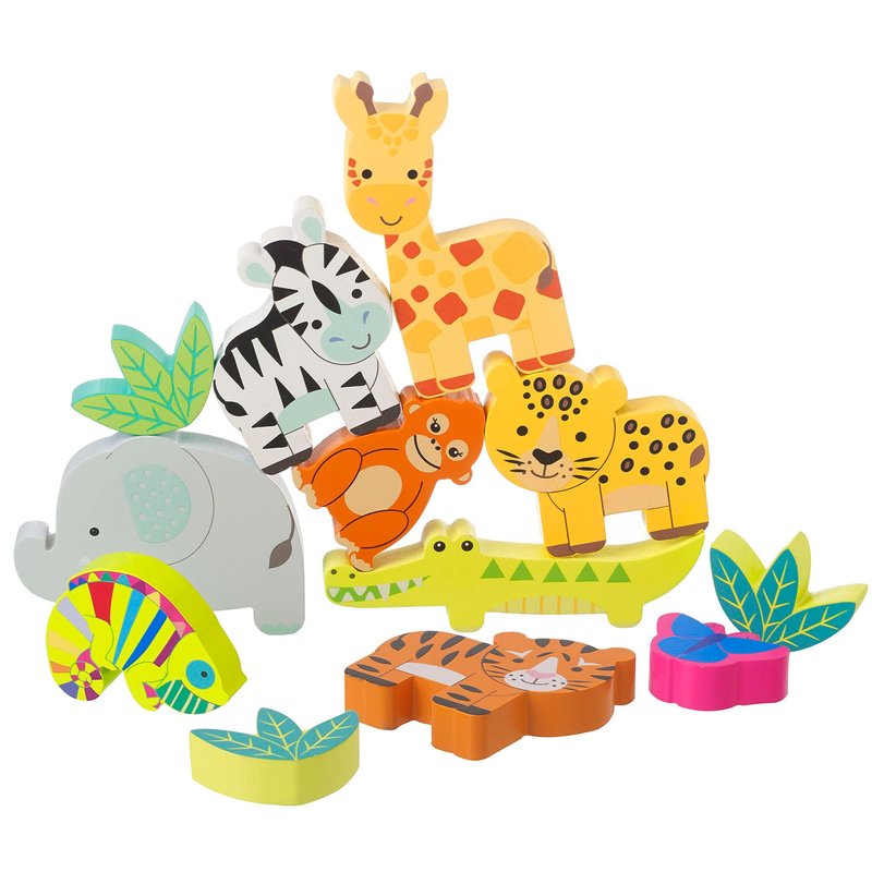Orange Tree Toys: Stacking Jungle Animals - Wooden Animal Shaped Blocks ...