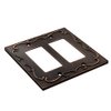 French Cabriole Decorative Wall Plate Switch Plate Outlet Cover (Double Decorator, Aged Bronze)