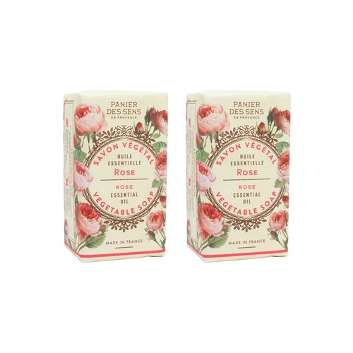 Panier des Sens - Rose Bar Soap - Moisturizing Gentle Scented Soap Bar - Natural Soap with Sweet Almond - 97% Natural Ingredients Made in France - Vegan Friendly - Body & Hand Soap Bars 2x5.3 oz