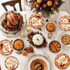 96 Pieces Happy Thanksgiving Tableware Set Party Supplies - Fall Harvest Pattern Disposable Dinnerware with Paper Plates, Napkins, Forks for Autumn and Thanksgiving Dinner BBQ Picnic Favors