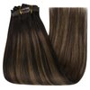YoungSee 150G Clip in Hair Extension Real Human Hair Balayage Hair Extensions Clip ins Dark Brown Mix Medium Brown Highlights Brown Balayage Thick Human Hair Clip in Extensions 22Inch 7Pcs