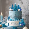 Snowflake Cake Toppers with Blue Ball Cake Decoration for Wedding Cake Decoration Birthday Party Christmas Themed Party Supplies