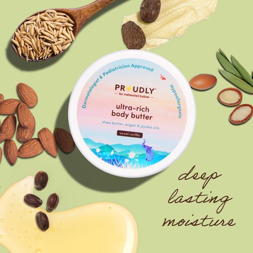 PROUDLY Ultra-Rich Body Butter by Gabrielle Union & Dwyane Wade, Lotion for Babies, Kids & Adults, Shea Butter & Argan Oil for Deep Moisture, Sweet Vanilla, 4.4 oz