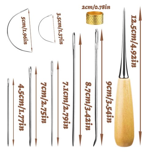 BAGERLA 273 Yards Leather Waxed Thread Sewing Kit Including Natural Sewing Thread Needle Awl Thimble, Leather Sewing Upholstery Repair Kit for Leather Carpet Sofa Seat Shoe Sewing and Repair