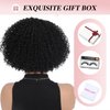 Fancy Hair Human Hair Lace Front Wigs Kinky Curly Wig Glueless Side Part Brazilian Virgin Human Hair Curly Bob Wigs with Baby Hair for Black Women (Natural Color,12 Inch)